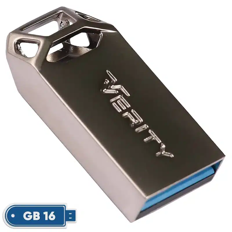 فلش مموری ۱۶ گیگابایت وریتی (Verity) مدل V-819 بند انگشتی فلزی USB 2.0